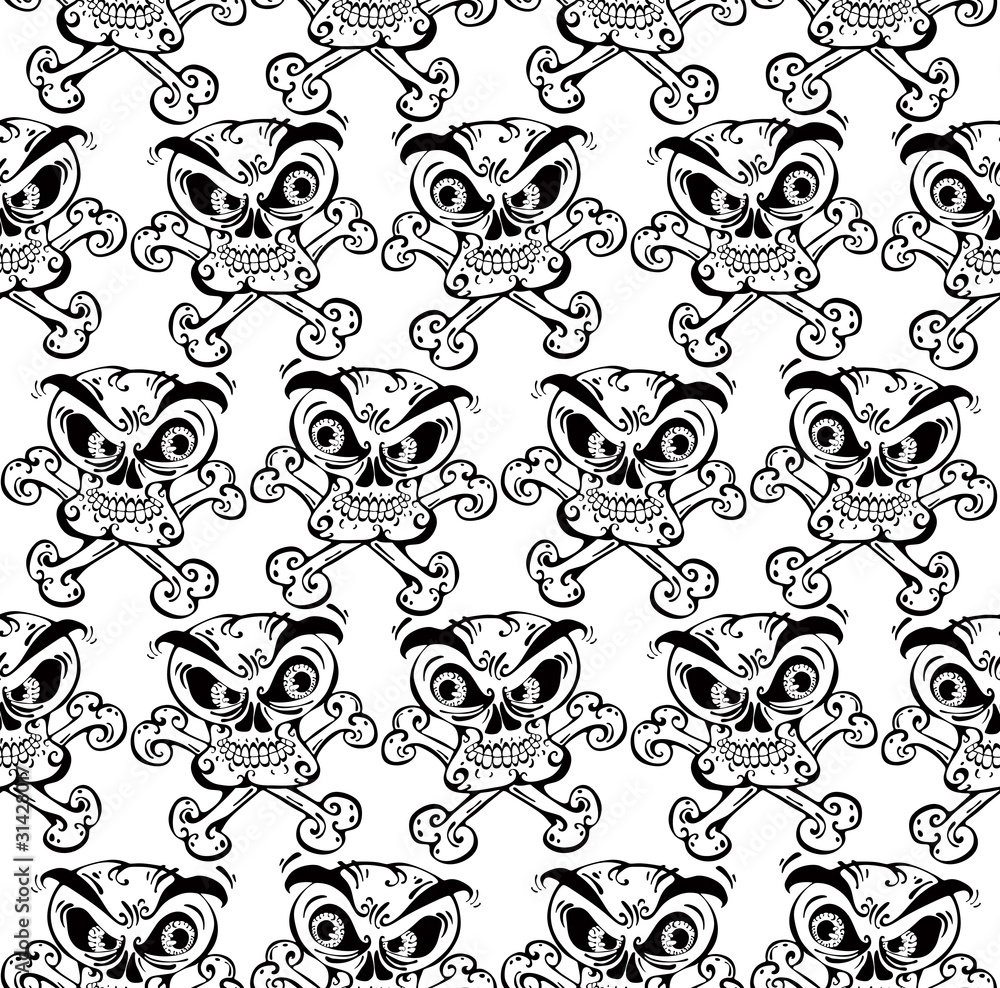 Crazy skulls seamless pattern. Crazy skulls seamless pattern.