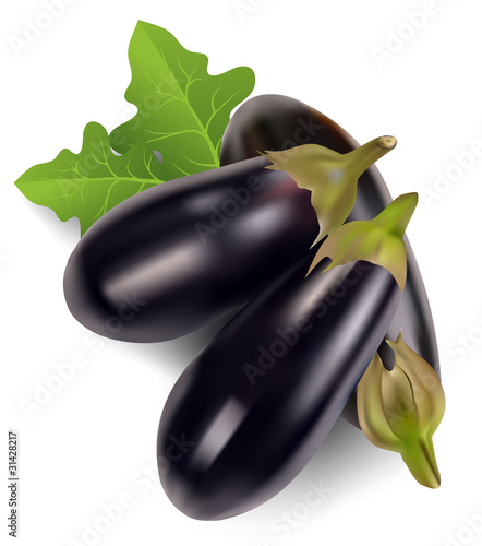 aubergine with leaves
