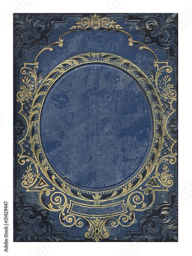 blue and gold old floral cover book