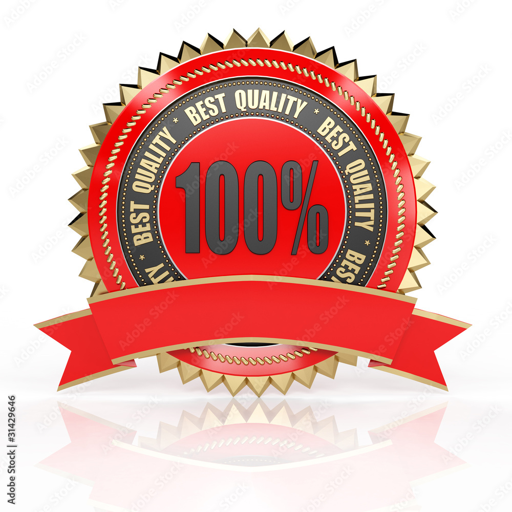 3d best quality red label with red ribbon isolated on white 3d best quality red label with red ribbon isolated on white