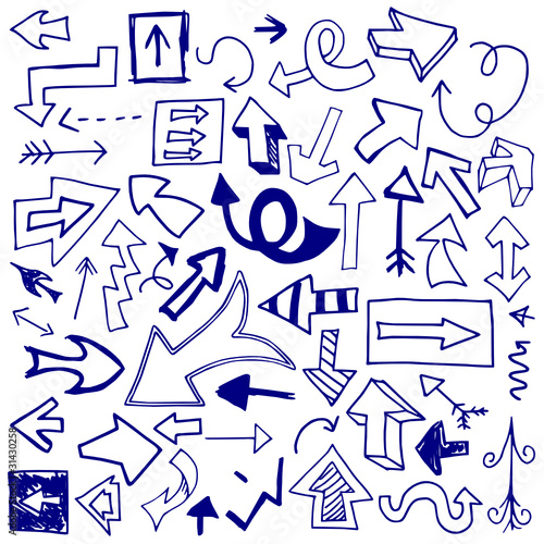 Set of 53 doodled arrows (Set One).
