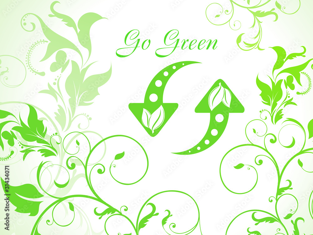 abstract green floral background with refresh icon abstract green floral background with refresh icon