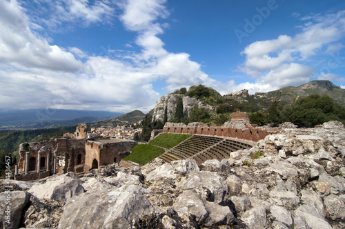 Taormina greek amphitheater in Sicily Italy