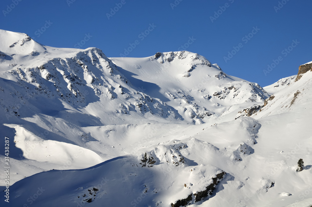 Winter landscape in high Val Martello