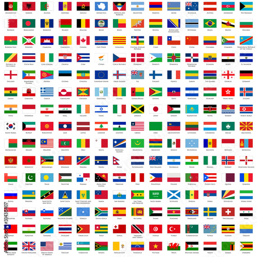 alphabetically sorted flags of the world