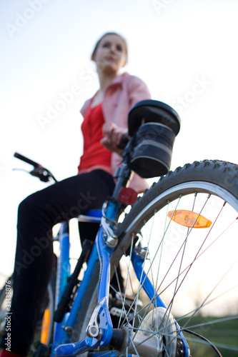 female biker outdoors on her mountain bike