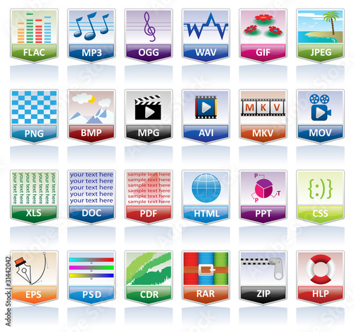 Document icons set (file extension)