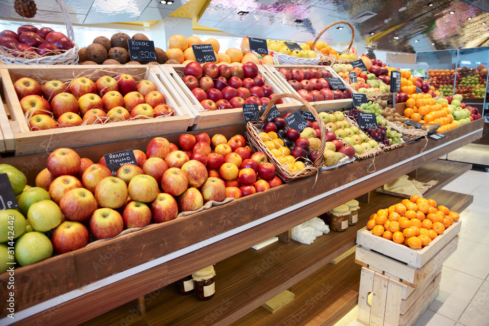 Shelf with fruits
