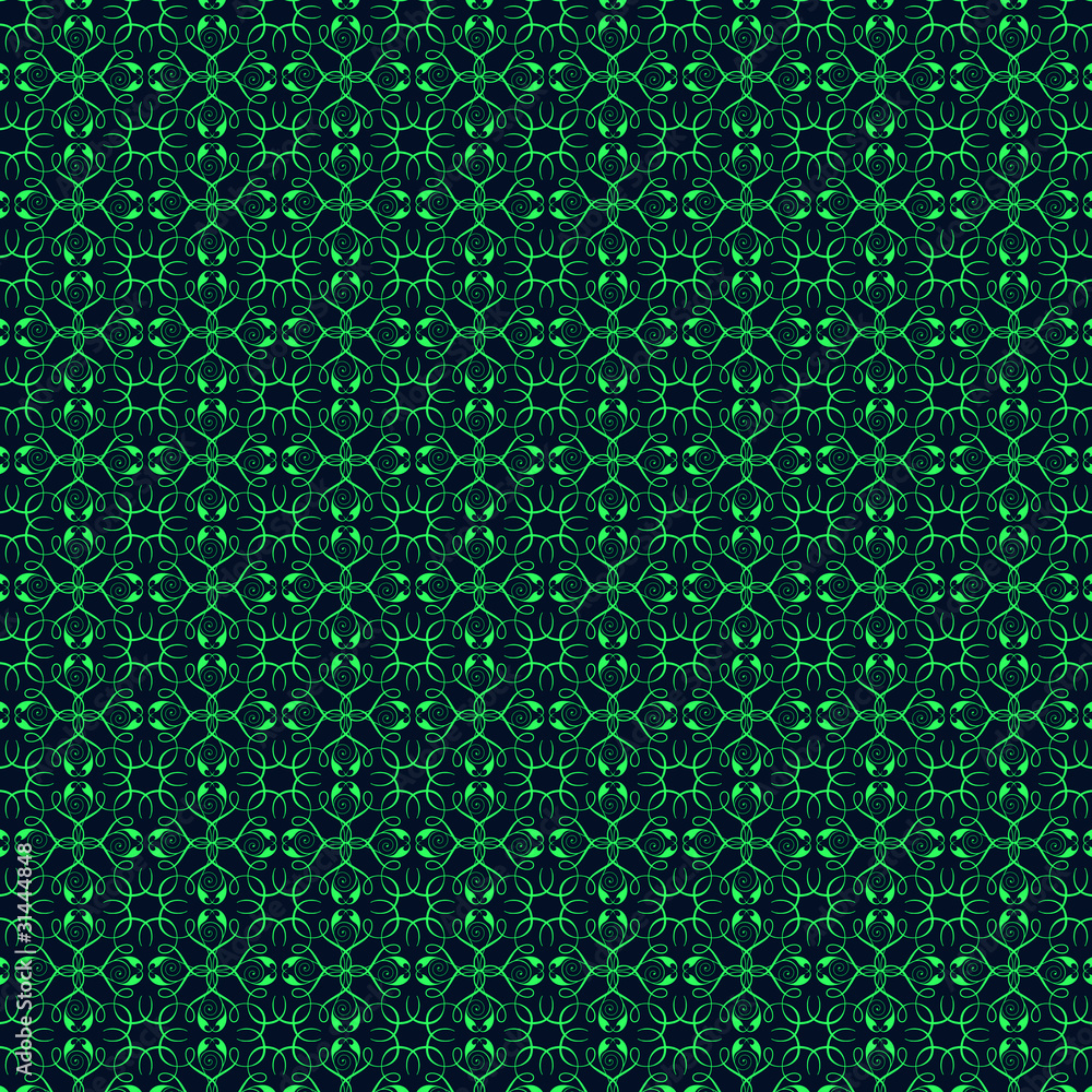 Green floral patterns on dark blue background Green floral patterns on dark blue background