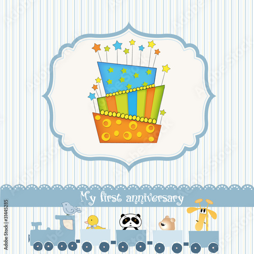 baby birthday card with cake