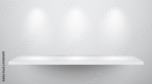 3d isolated Empty shelf for exhibit