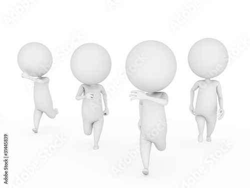 3d rendered illustration of some guys running