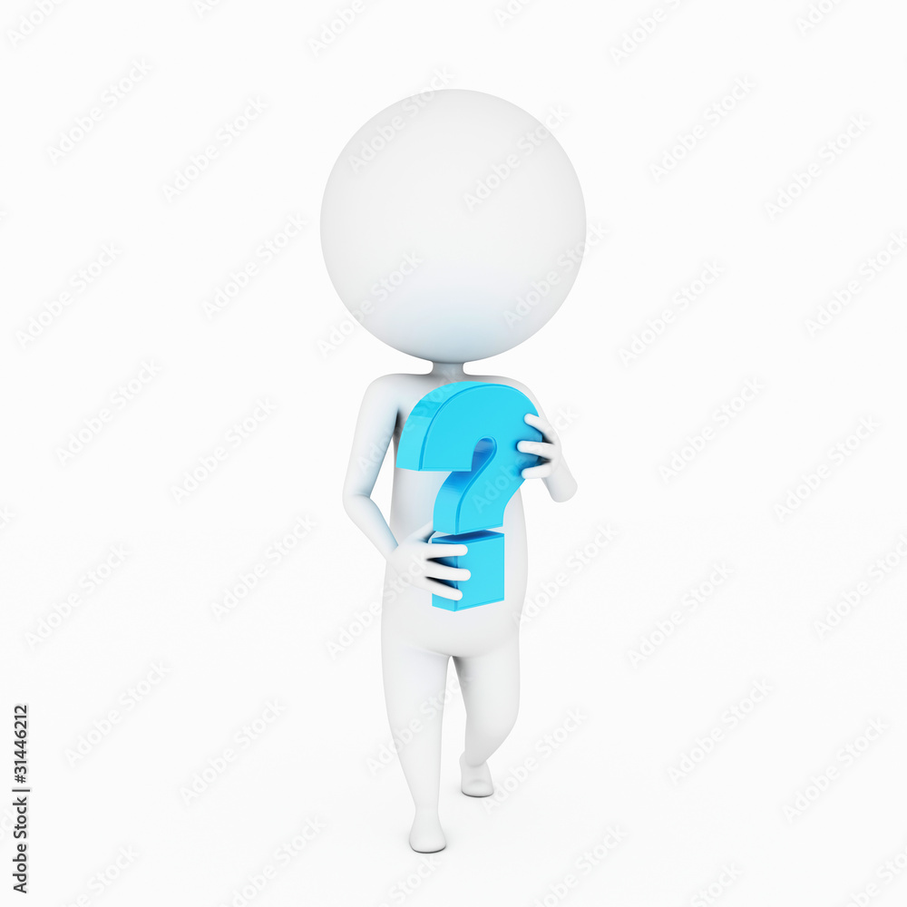 a 3d rendered illustration of a small guy with a question mark a 3d rendered illustration of a small guy with a question mark