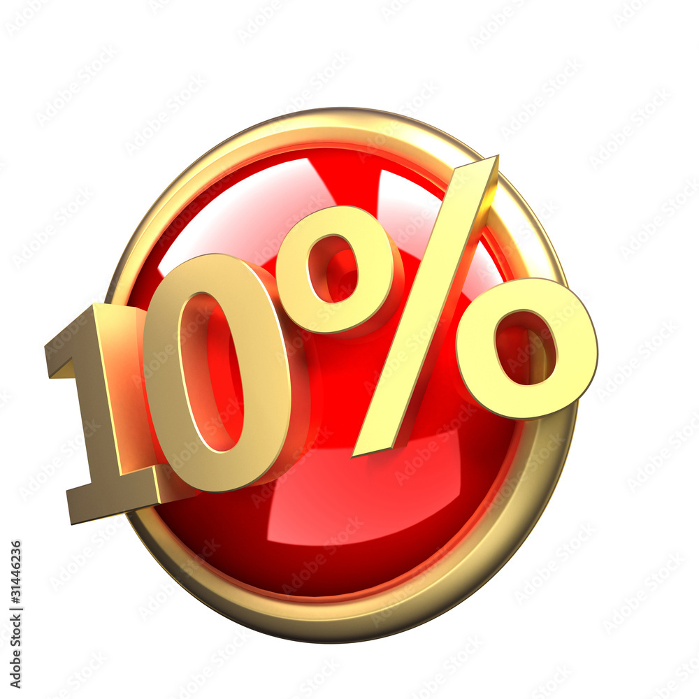 3d rendered, shiny gold red discount button 3d rendered, shiny gold red discount button