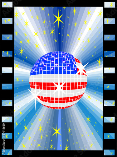 Discokugel in amerikanischen Nationalfarben