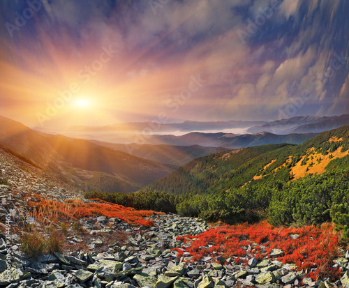 Colorful autumn landscape in the Carpathian mountains