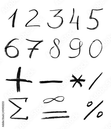 Pencil sketch of numbers