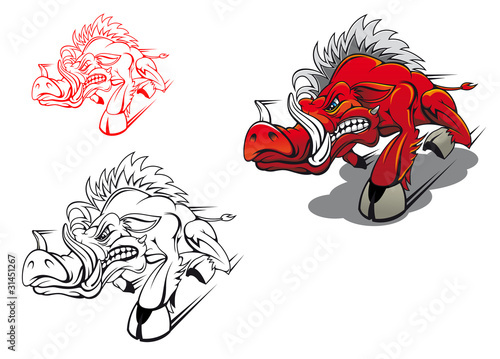 Wild running boar