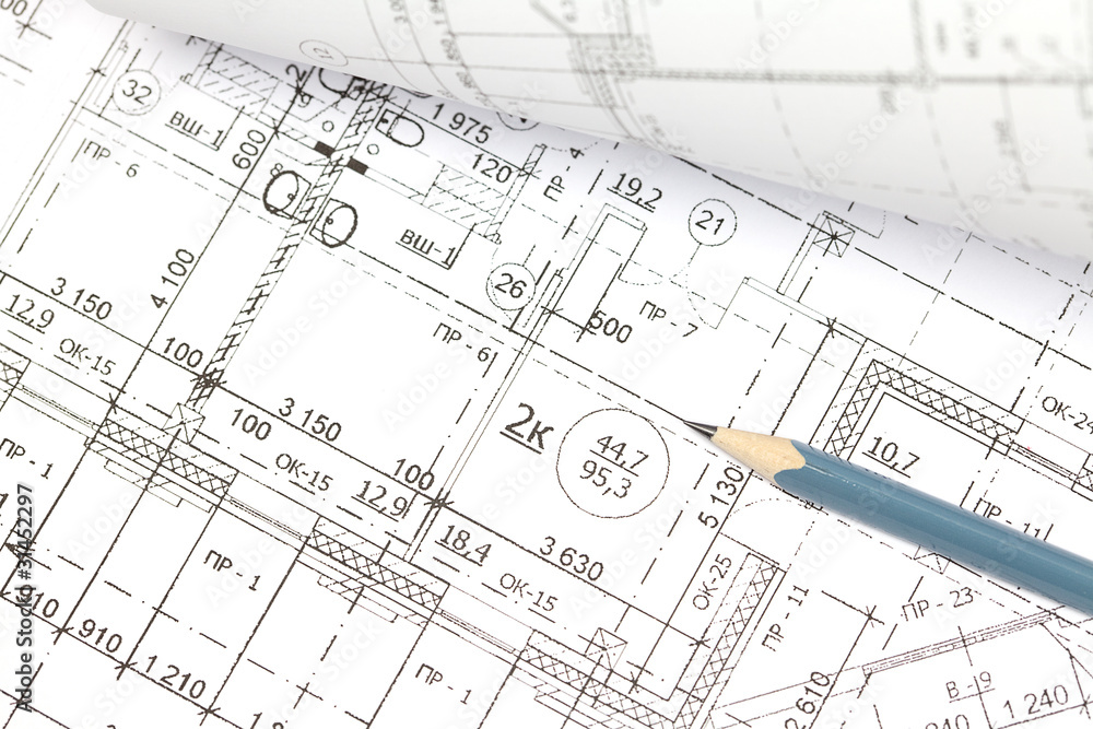 background of the architectural drawings and pencil background of the architectural drawings and pencil