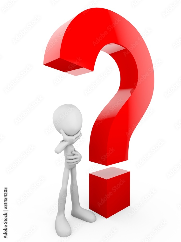 3D human with a red question mark 3D human with a red question mark