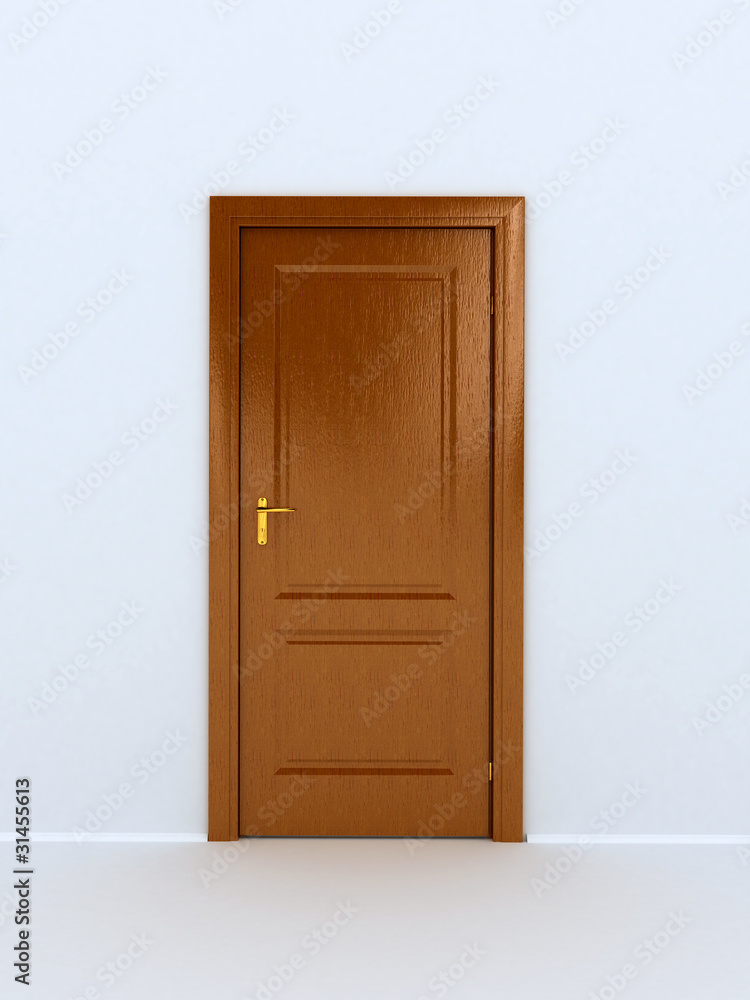 wooden door over white background wooden door over white background