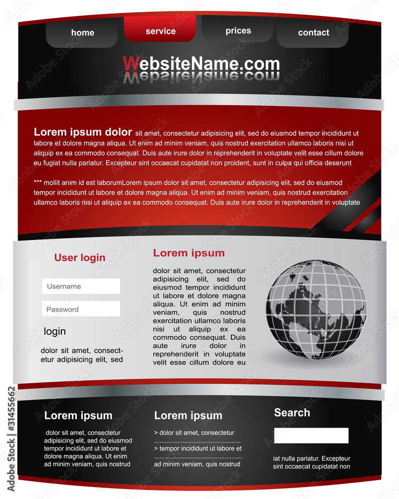 Modern editable red and black website template