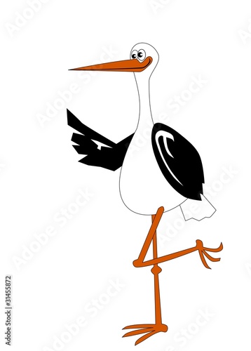 Funny illustration of a stork