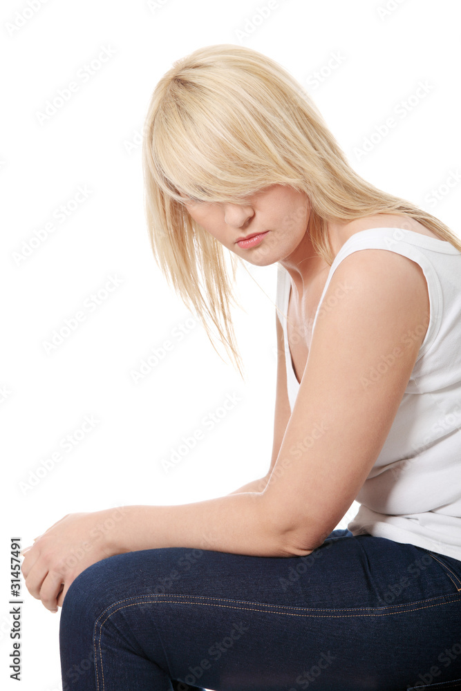 Unhappy mature woman in depression. Unhappy mature woman in depression.