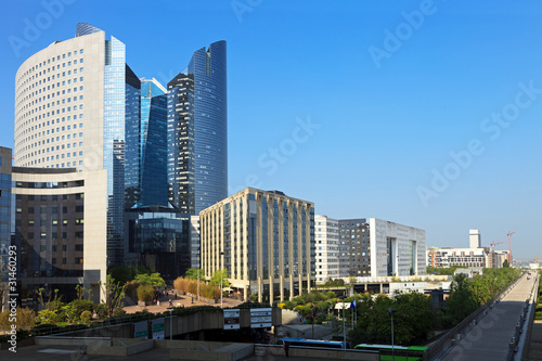 The modern district of La Defense in Paris, France.