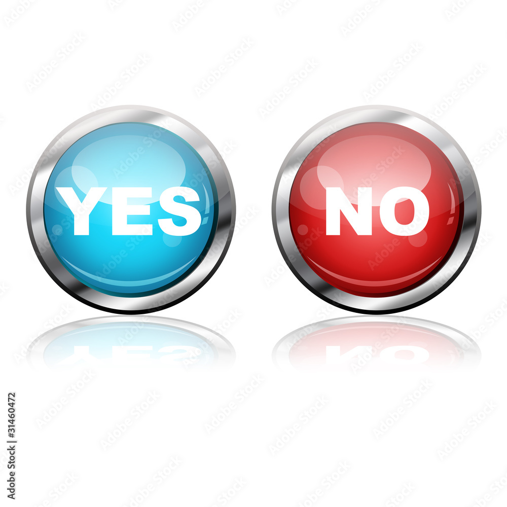 Botones futuristas texto YES y NO Botones futuristas texto YES y NO