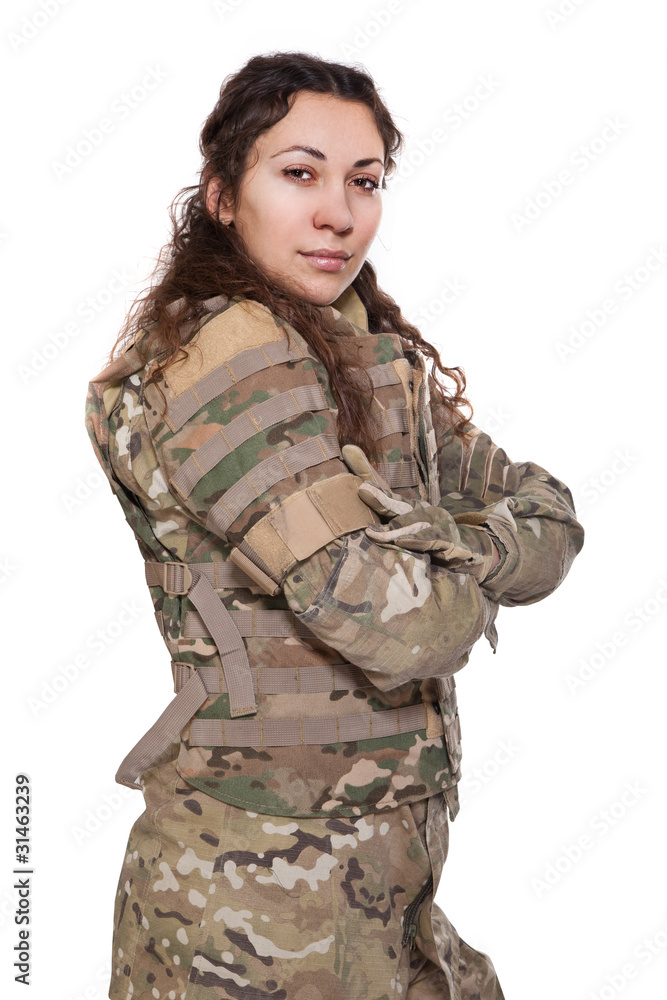 Beautiful army girl with rifle Beautiful army girl with rifle