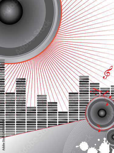 musical theme with loudspeakers
