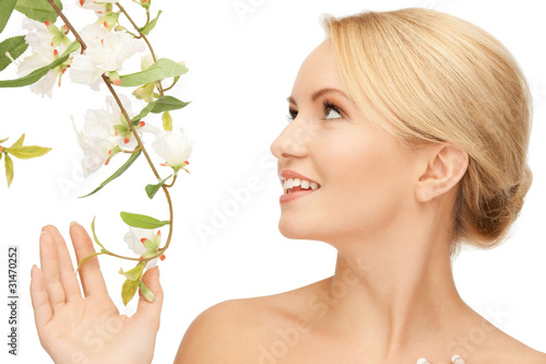 beautiful woman with orchid flower