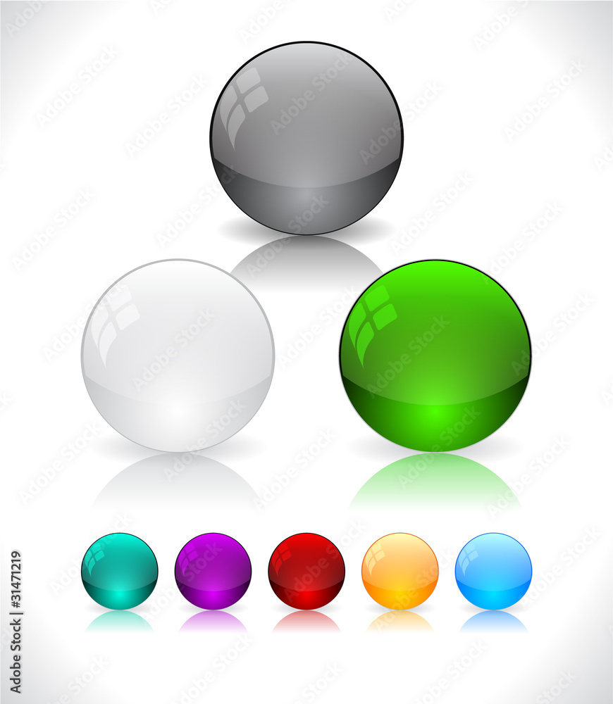 Glossy colorful abstract glass balls. EPS10 file. Glossy colorful abstract glass balls. EPS10 file.