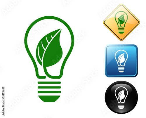 Green energy pictogram and signs