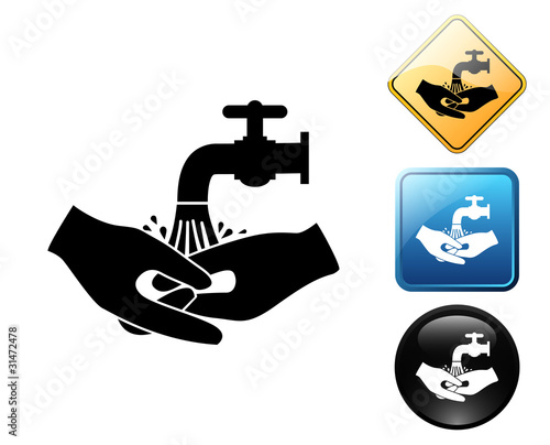 Hand wash pictogram and signs