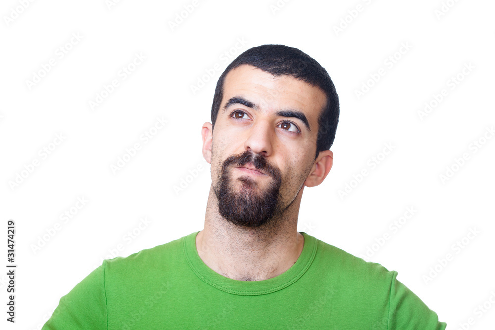 Obraz premium Young Pensive Man on white