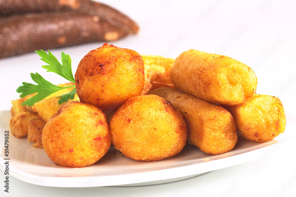 Filled manioc garnished with parsley Filled manioc garnished with parsley