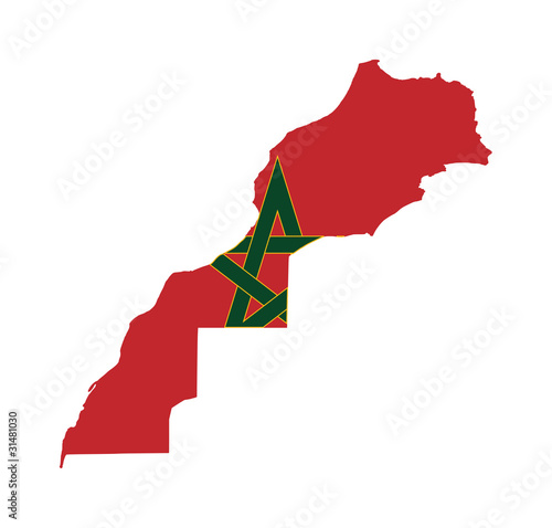 Quadro su tela Morocco flag on map