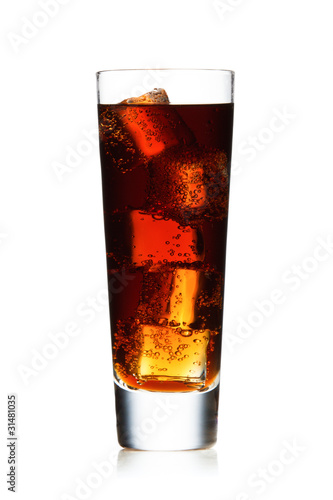 Glass with cola isolated on white