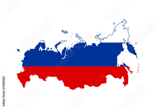 Russian Federation flag on map
