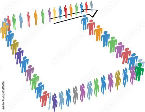 Many people long line around copy space block