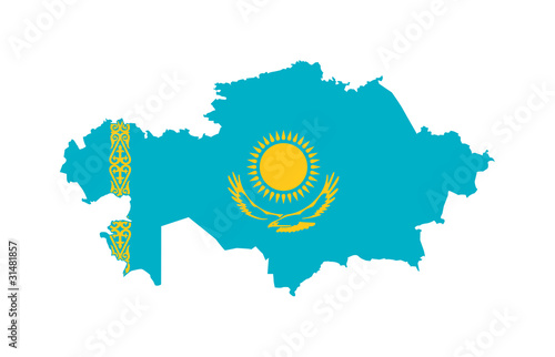 Kazakhstan flag on map