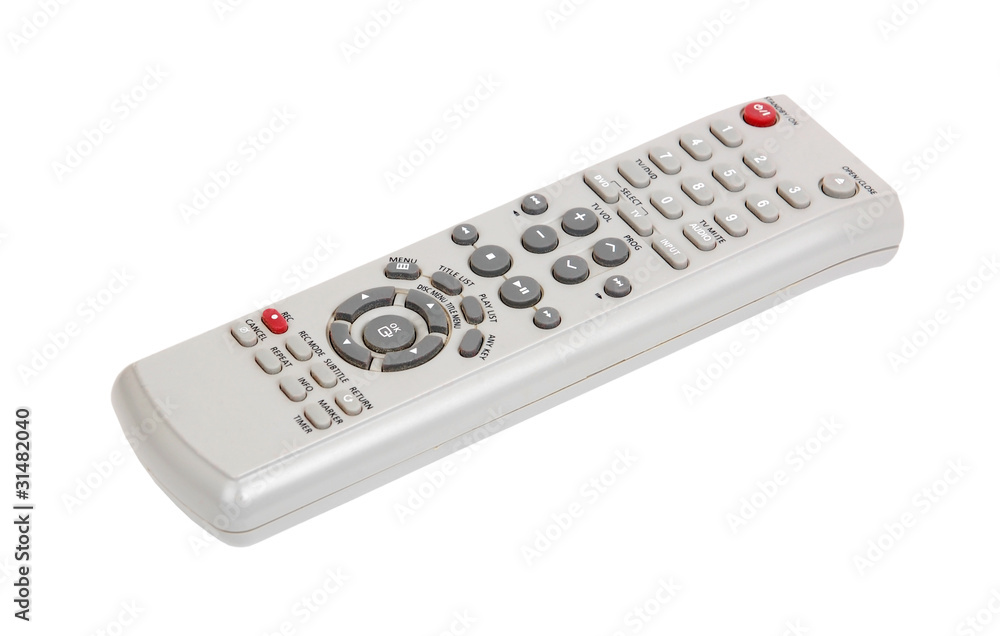 Remote control for dvd set on white background Remote control for dvd set on white background
