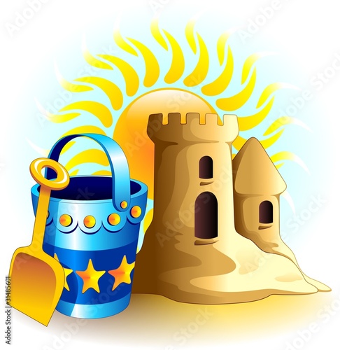 Spiaggia Castello di Sabbia-Sandcastle at the Beach-Vector