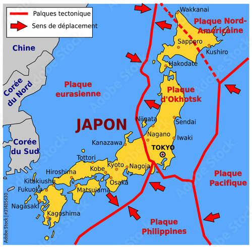 Tectonique des plaques au Japon Stock Vector | Adobe Stock