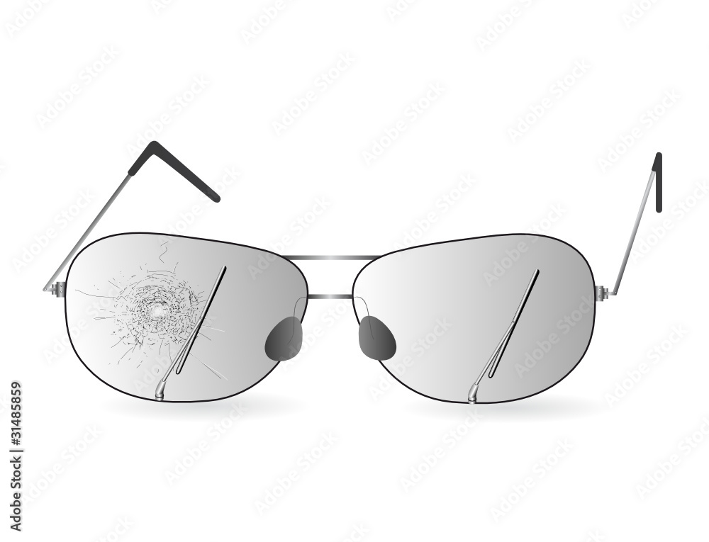 Brille mit Scheibenwischer und Glasbruch Stock-Vektorgrafik | Adobe Stock