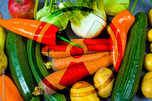 vegetables with radioactive-symbol photo