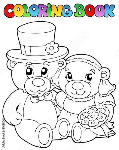 Coloring book with wedding bears
