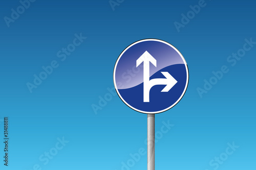 214 vorgeschriebene Fahrtrichtung - Geradeaus und rechts
